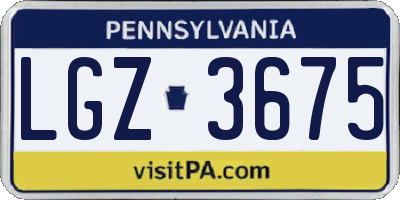 PA license plate LGZ3675