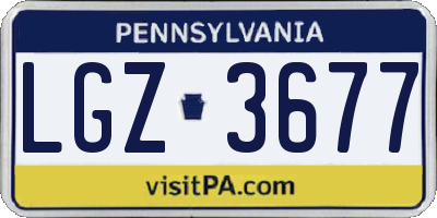 PA license plate LGZ3677