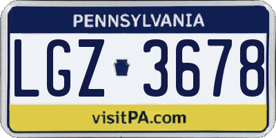 PA license plate LGZ3678