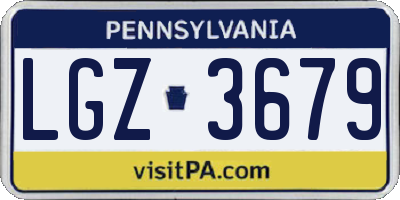 PA license plate LGZ3679