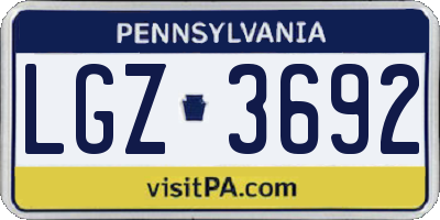 PA license plate LGZ3692
