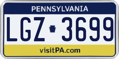 PA license plate LGZ3699