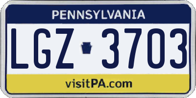 PA license plate LGZ3703