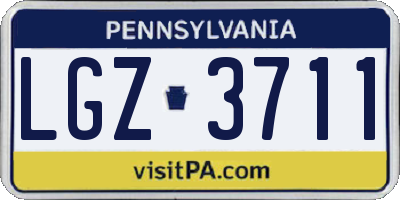 PA license plate LGZ3711