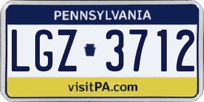 PA license plate LGZ3712