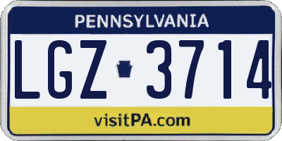 PA license plate LGZ3714