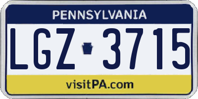 PA license plate LGZ3715