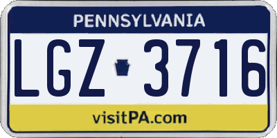 PA license plate LGZ3716