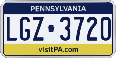 PA license plate LGZ3720