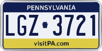 PA license plate LGZ3721
