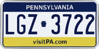 PA license plate LGZ3722