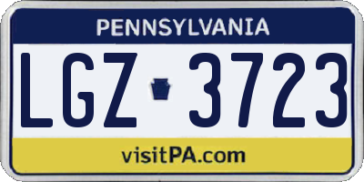 PA license plate LGZ3723