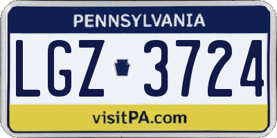 PA license plate LGZ3724