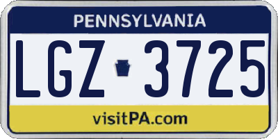 PA license plate LGZ3725