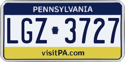 PA license plate LGZ3727