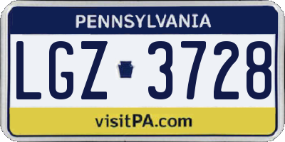 PA license plate LGZ3728