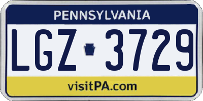 PA license plate LGZ3729