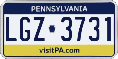 PA license plate LGZ3731