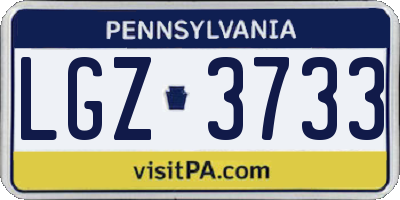 PA license plate LGZ3733