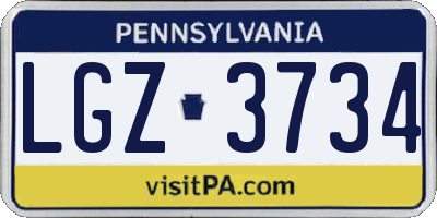 PA license plate LGZ3734