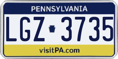 PA license plate LGZ3735