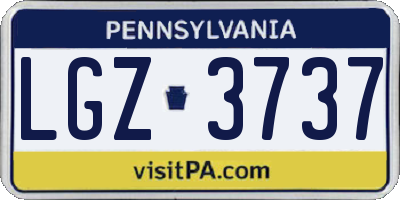 PA license plate LGZ3737