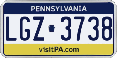 PA license plate LGZ3738
