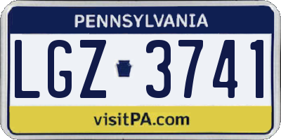 PA license plate LGZ3741