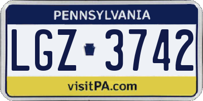 PA license plate LGZ3742