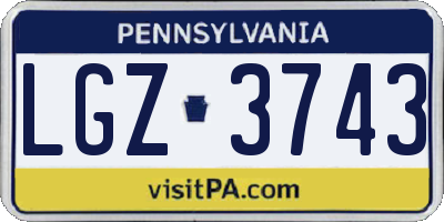 PA license plate LGZ3743