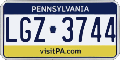 PA license plate LGZ3744