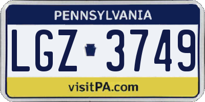 PA license plate LGZ3749