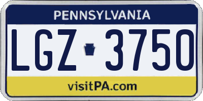 PA license plate LGZ3750