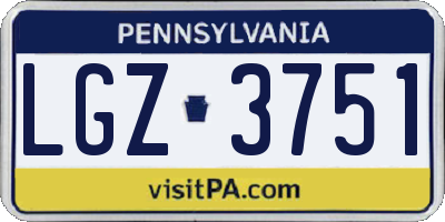 PA license plate LGZ3751