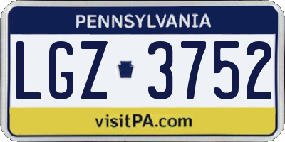 PA license plate LGZ3752