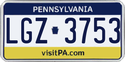 PA license plate LGZ3753