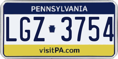 PA license plate LGZ3754