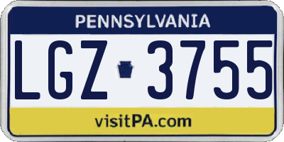 PA license plate LGZ3755