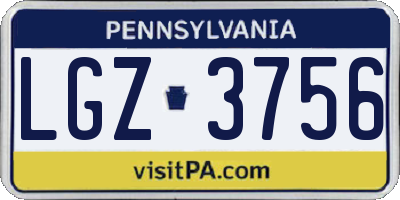 PA license plate LGZ3756