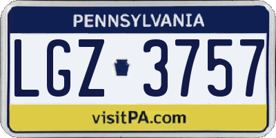 PA license plate LGZ3757