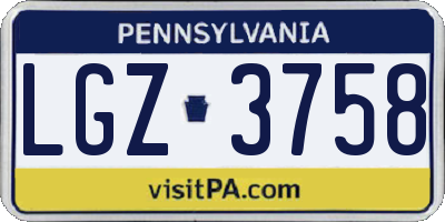 PA license plate LGZ3758