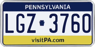 PA license plate LGZ3760