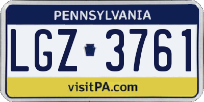 PA license plate LGZ3761