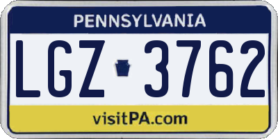 PA license plate LGZ3762