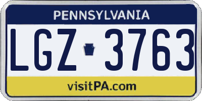 PA license plate LGZ3763