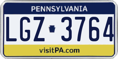 PA license plate LGZ3764
