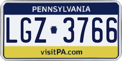 PA license plate LGZ3766