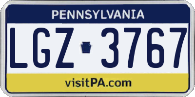 PA license plate LGZ3767