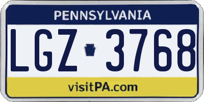 PA license plate LGZ3768