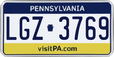 PA license plate LGZ3769
